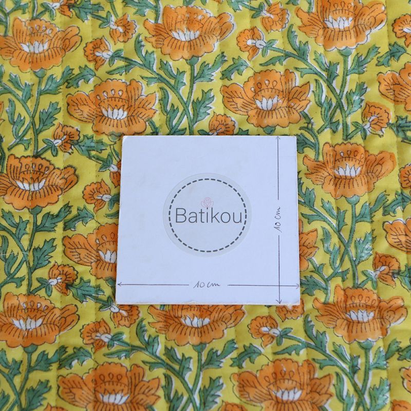 Chanda - Tissu indien matelassé double face coton hand block largeur 100cm