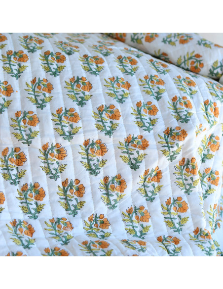 Chanda - Tissu indien matelassé double face coton hand block largeur 100cm