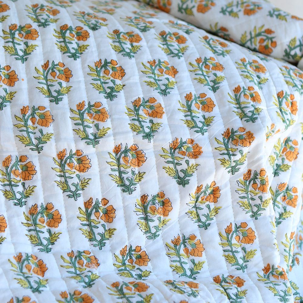 Chanda - Tissu indien matelassé double face coton hand block largeur 100cm