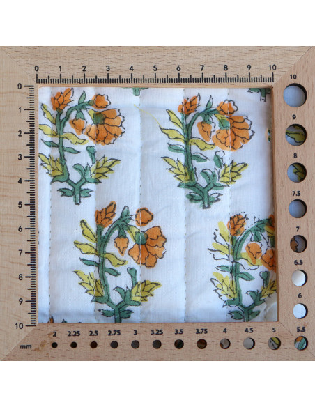 Chanda - Tissu indien matelassé double face coton hand block largeur 100cm