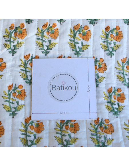 Chanda - Tissu indien matelassé double face coton hand block largeur 100cm