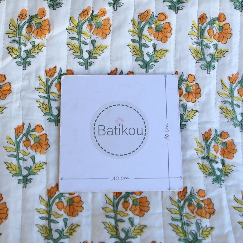 Chanda - Tissu indien matelassé double face coton hand block largeur 100cm