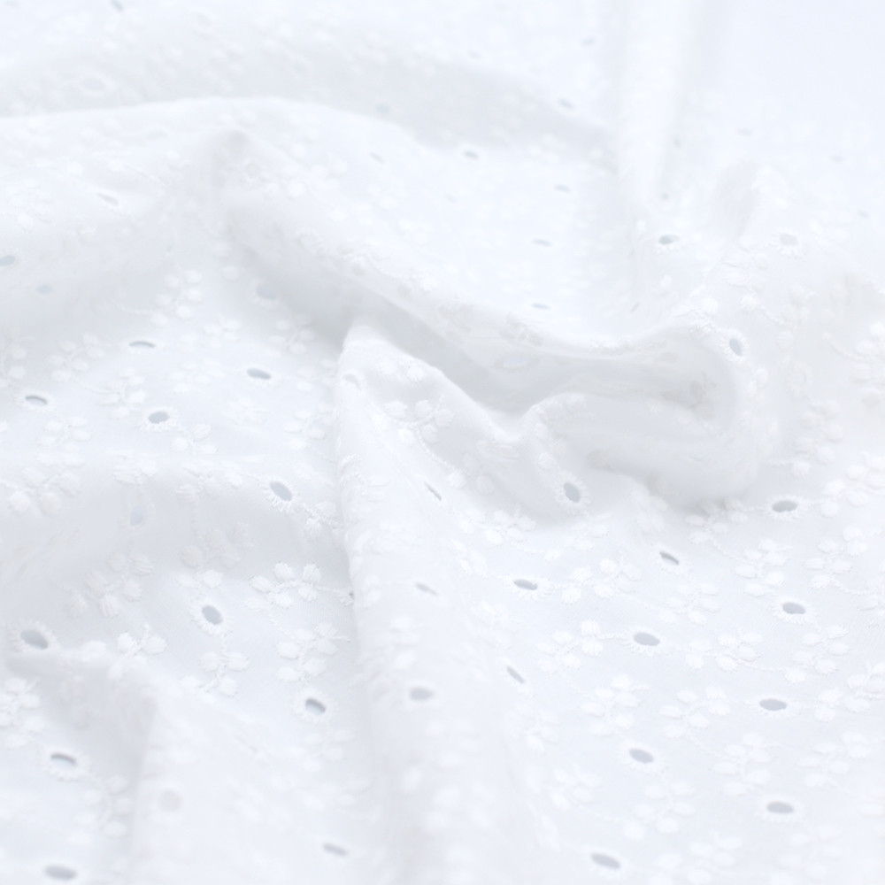 Broderie anglaise coton coloris BLANC Qualité Oeko-tex - 1