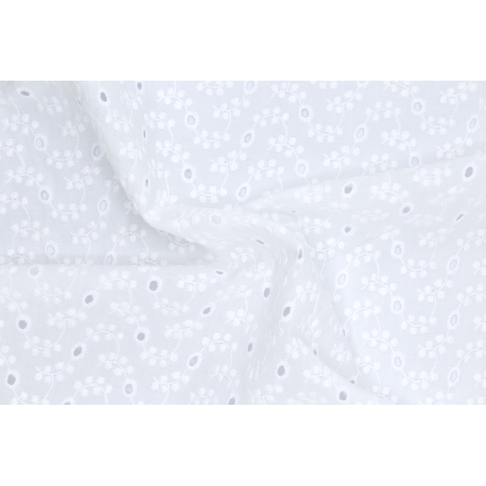 Broderie anglaise coton coloris BLANC Qualité Oeko-tex - 2