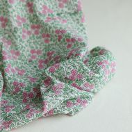 Avani B - Tissu indien coton hand block traditionnel vert et rose