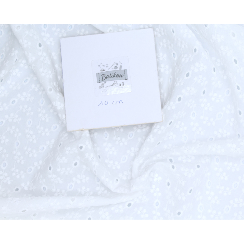 Broderie anglaise coton coloris BLANC Qualité Oeko-tex - 4
