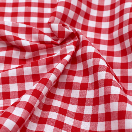 Coton vichy carreaux 10mm ROUGE