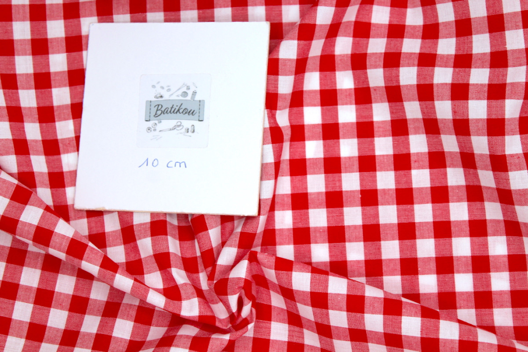 Coton vichy carreaux 10mm ROUGE