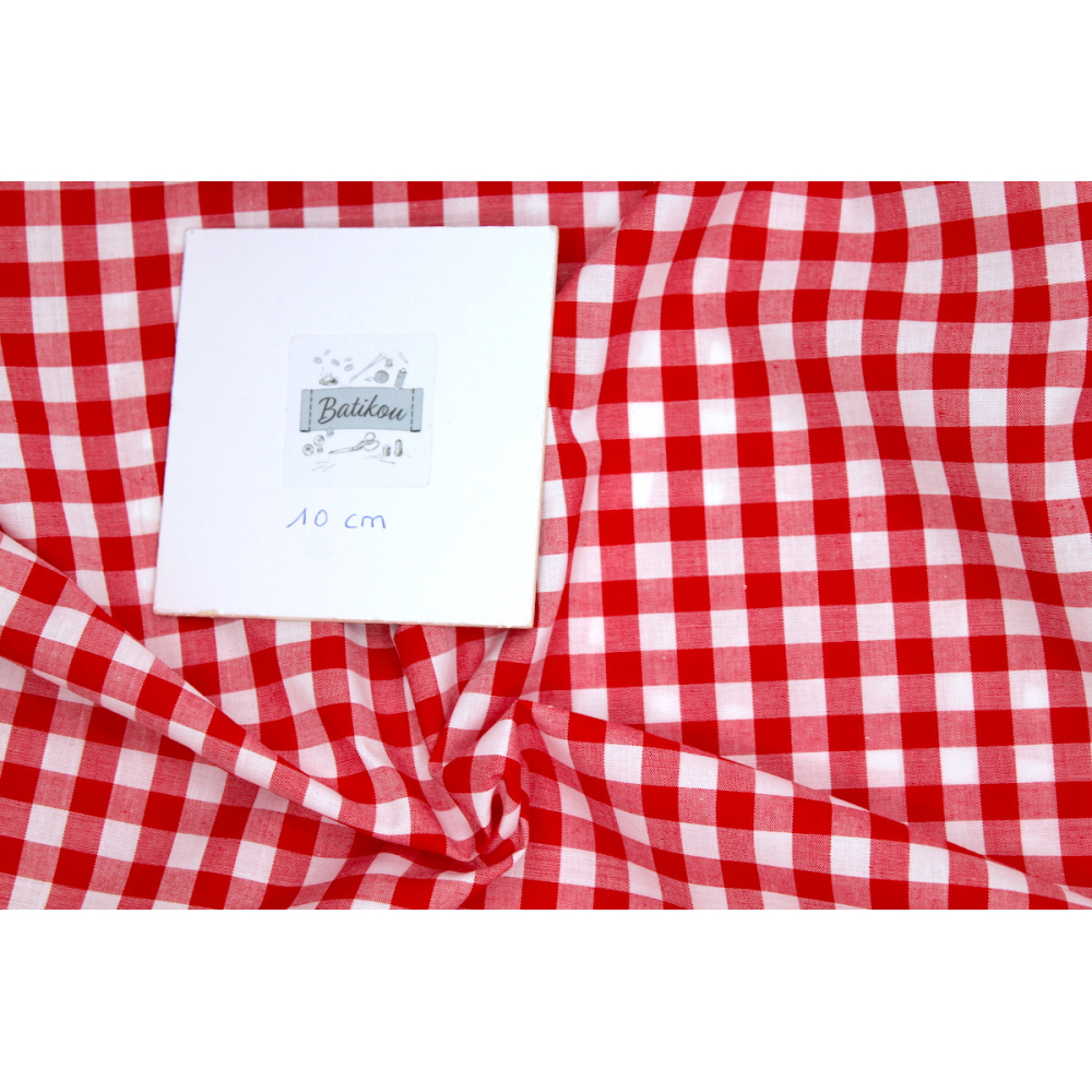 Coton vichy carreaux 10mm ROUGE