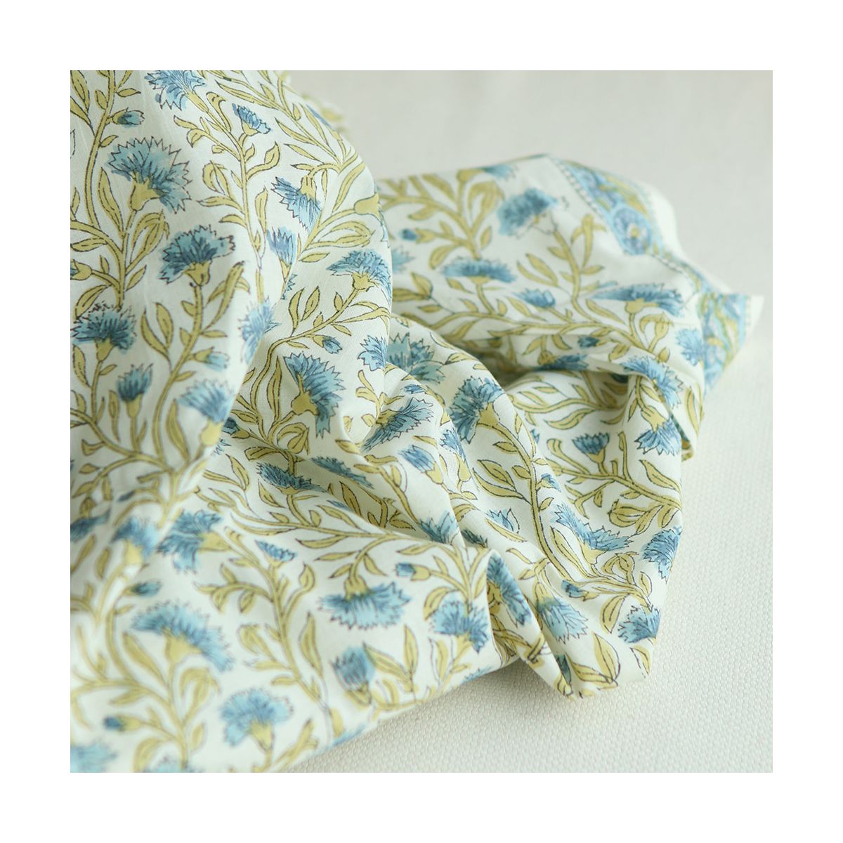 Jasmin - Tissu indien en coton imprimé main Hand Block Artisanal Jasmin - Tissu indien en coton imprimé main Hand Block Artisanal