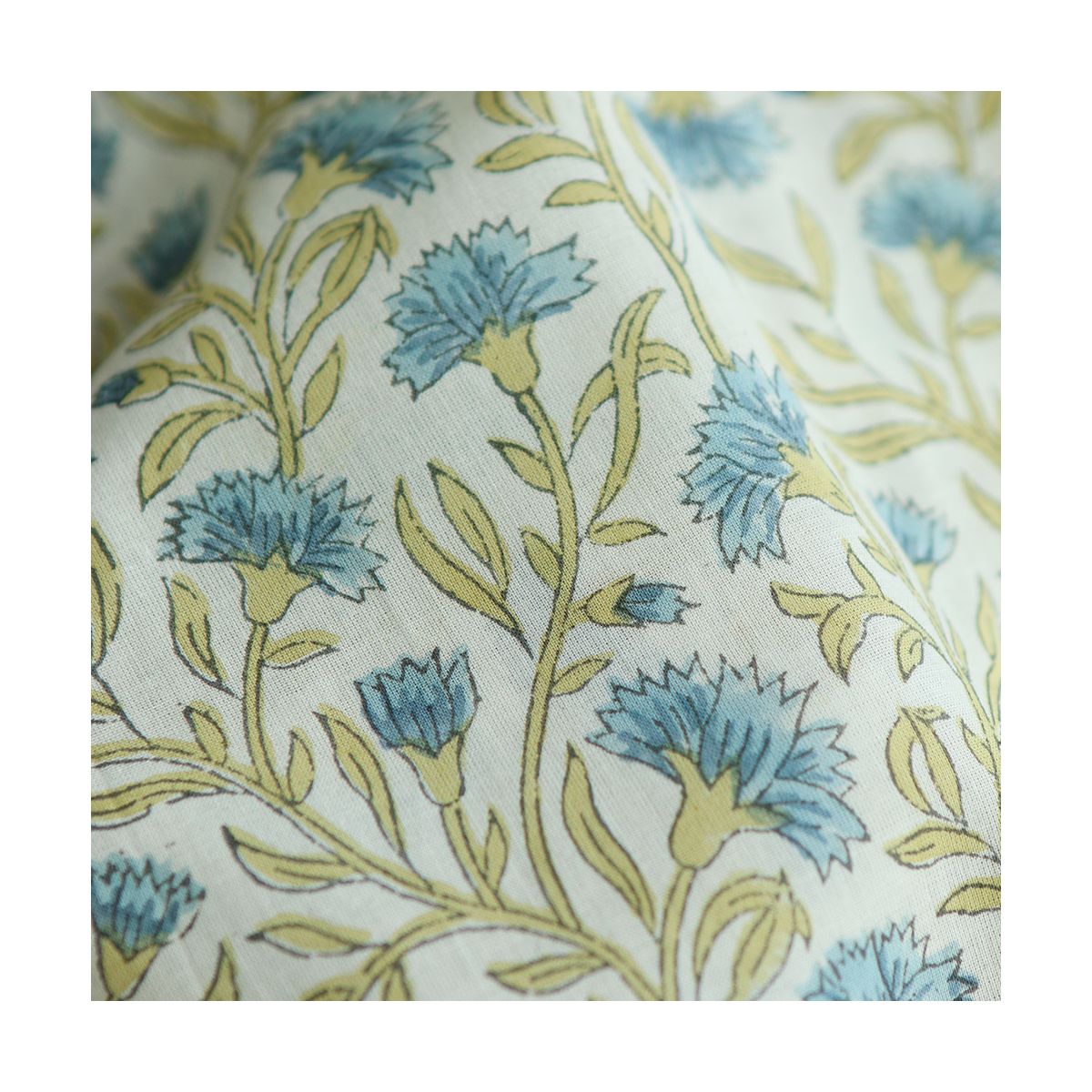 Jasmin - Tissu indien en coton imprimé main Hand Block Artisanal Jasmin - Tissu indien en coton imprimé main Hand Block Artisanal