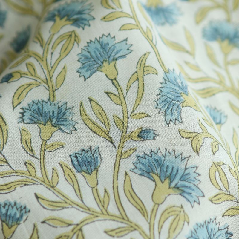 Jasmin - Tissu indien en coton imprimé main Hand Block Artisanal