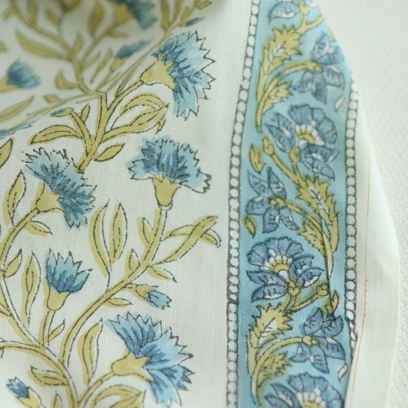 Jasmin - Tissu indien en coton imprimé main Hand Block Artisanal