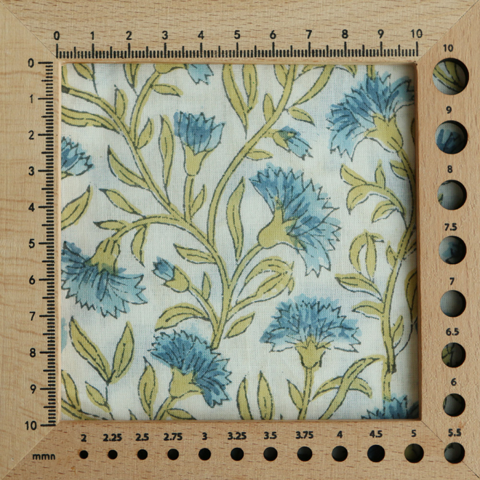 Jasmin - Tissu indien en coton imprimé main Hand Block Artisanal