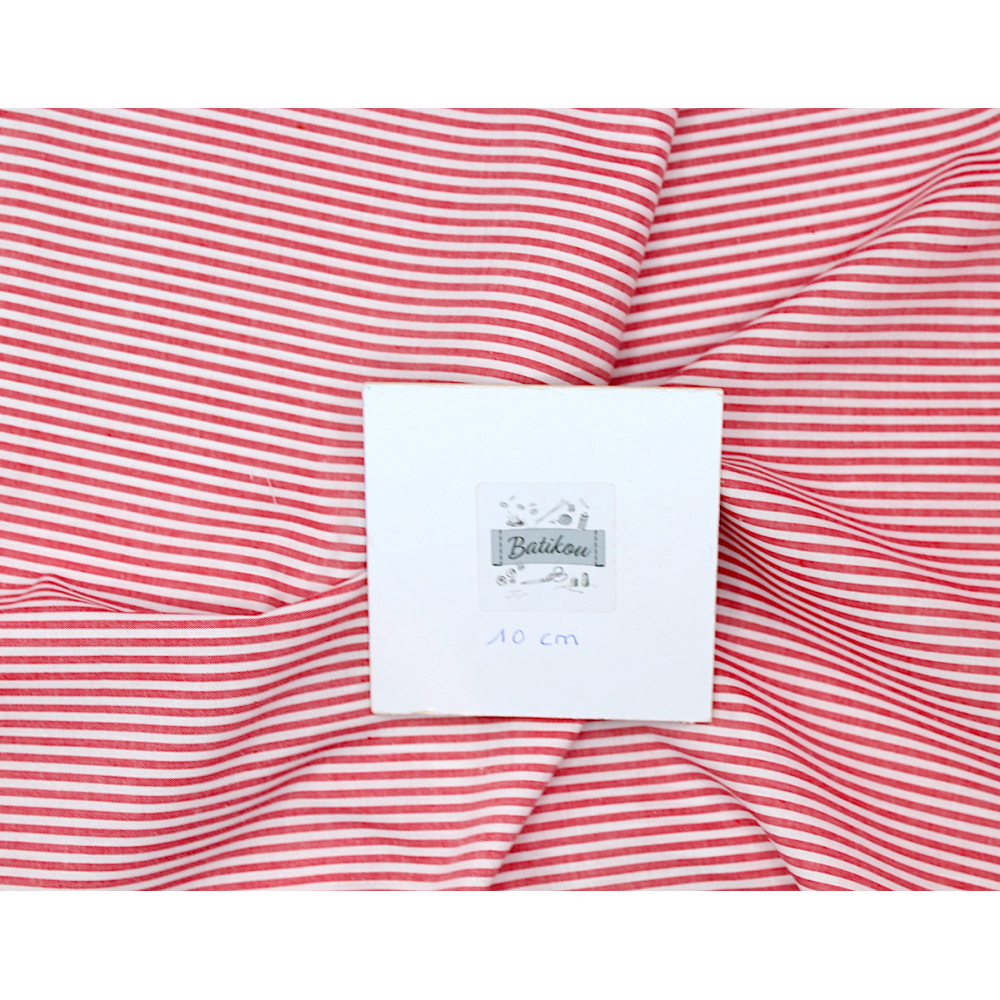 Popeline coton à rayures rouge