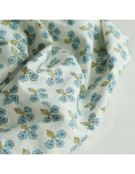 Reva - Tissu indien en coton imprimé main Hand Block Artisanal