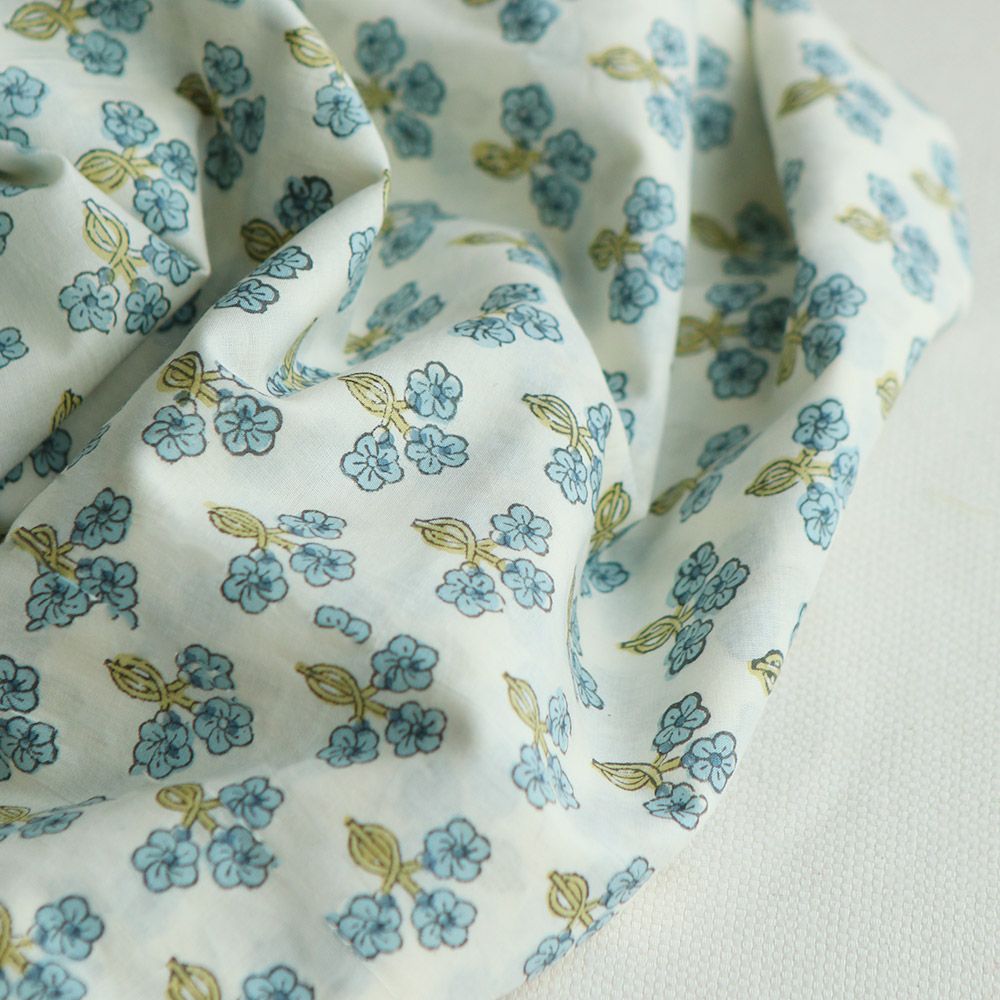 Reva - Tissu indien en coton imprimé main Hand Block Artisanal