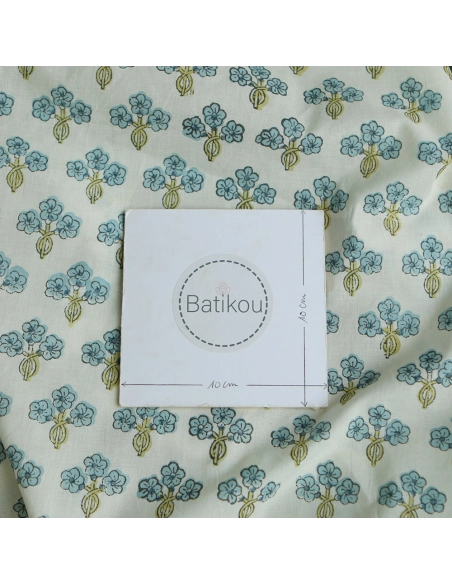 Reva - Tissu indien en coton imprimé main Hand Block Artisanal