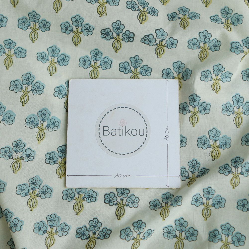 Reva - Tissu indien en coton imprimé main Hand Block Artisanal