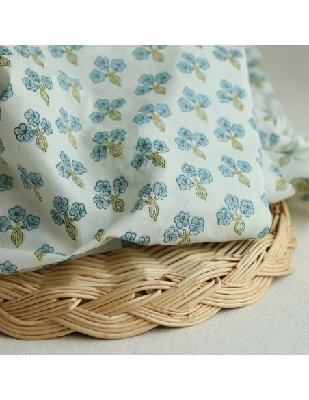 Reva - Tissu indien en coton imprimé main Hand Block Artisanal