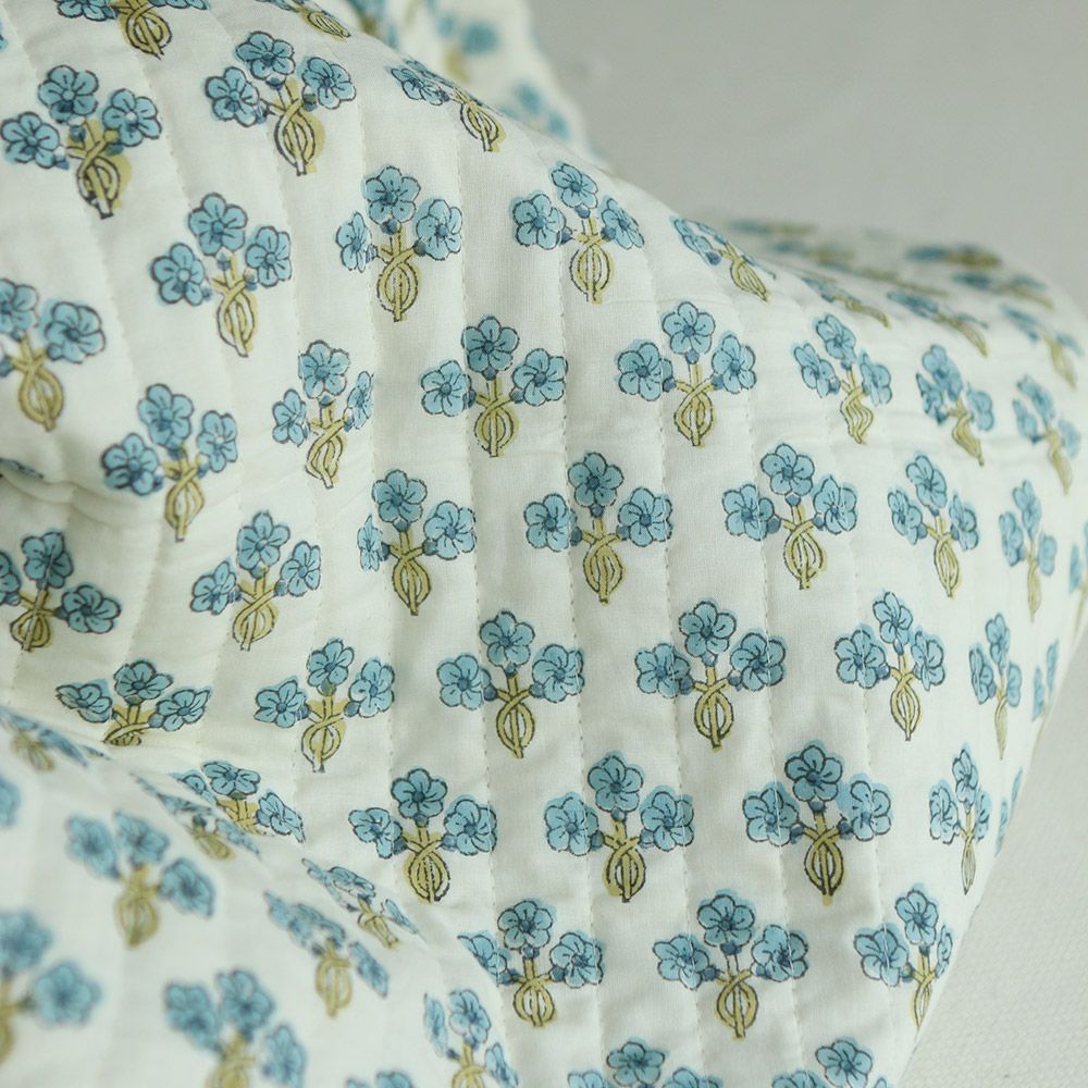 Jasmin - Tissu indien matelassé double face coton hand block largeur 100cm