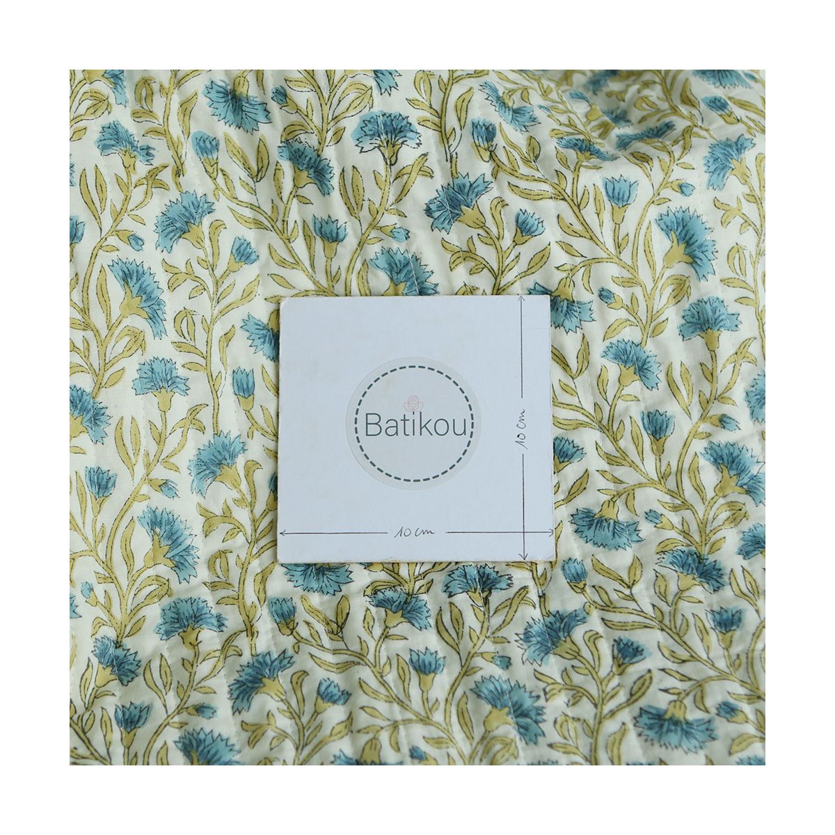 Jasmin - Tissu indien matelassé double face coton hand block largeur 100cm Jasmin - Tissu indien matelassé double face coton hand block largeur 100cm