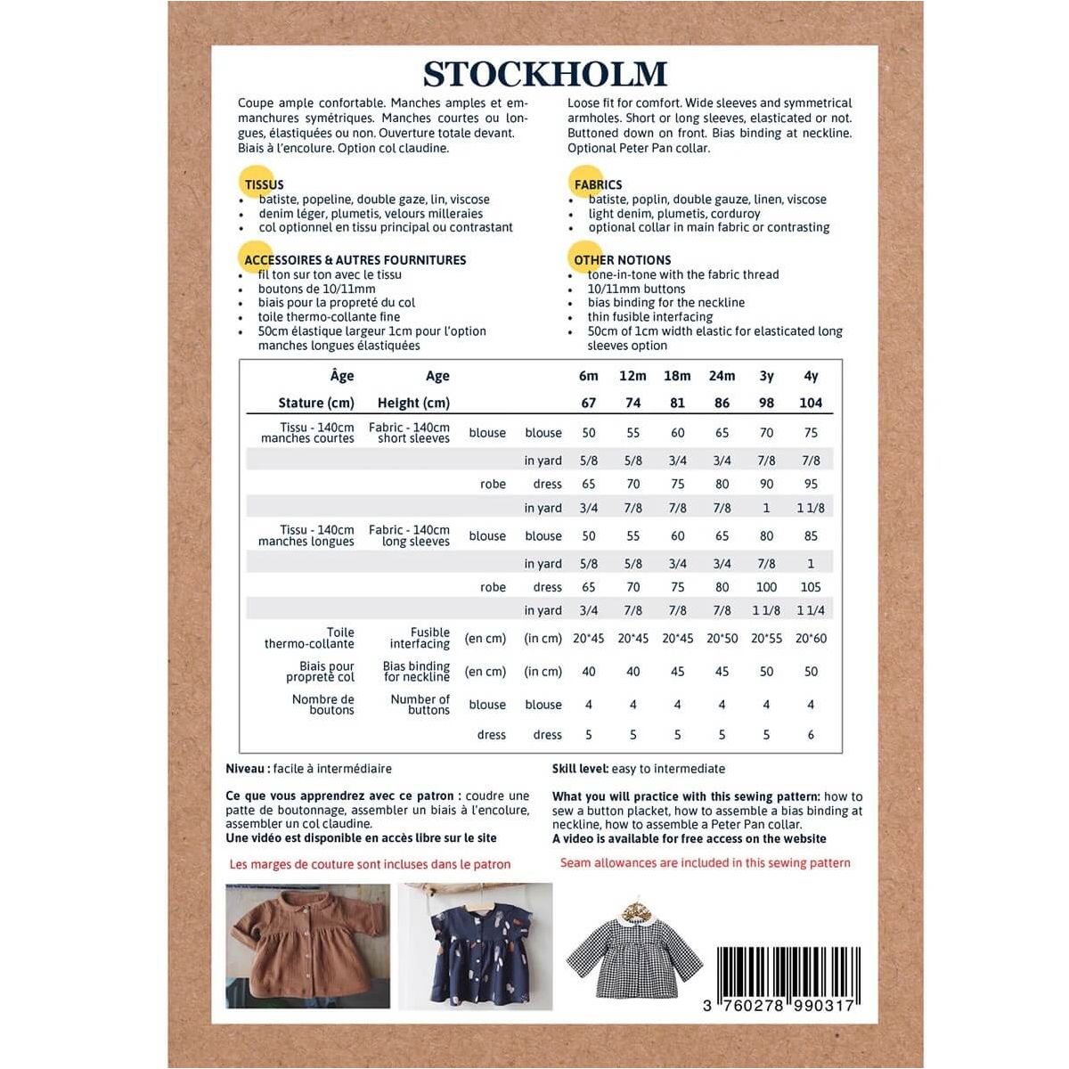 Stockholm bébé - Pochette patron Ikatee 6M-4A Stockholm bébé - Pochette patron Ikatee 6M-4A