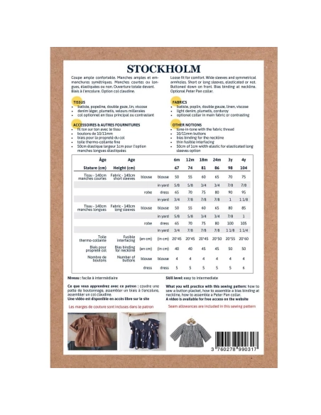 Stockholm bébé - Pochette patron Ikatee 6M-4A
