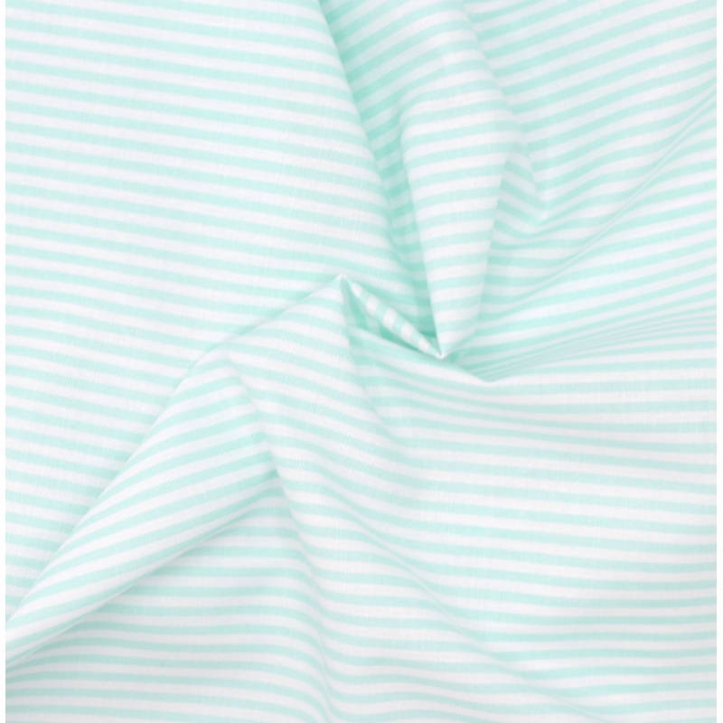 Popeline coton à rayures jade