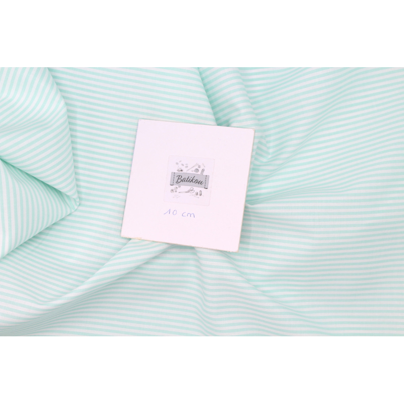 Popeline coton à rayures jade