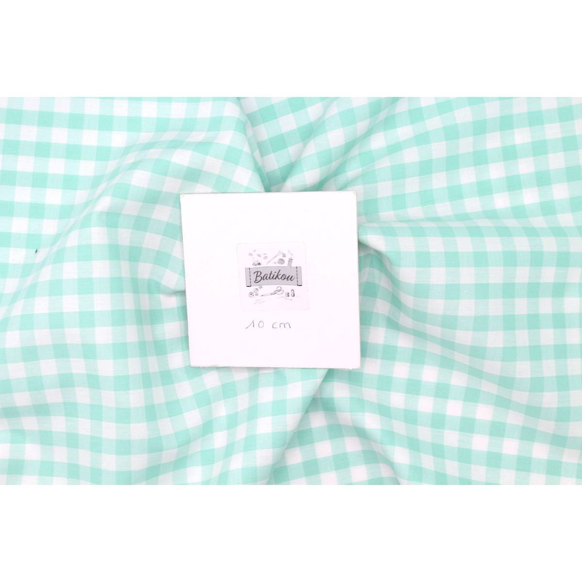 Coton vichy carreaux 10mm jade Coton vichy carreaux 10mm jade