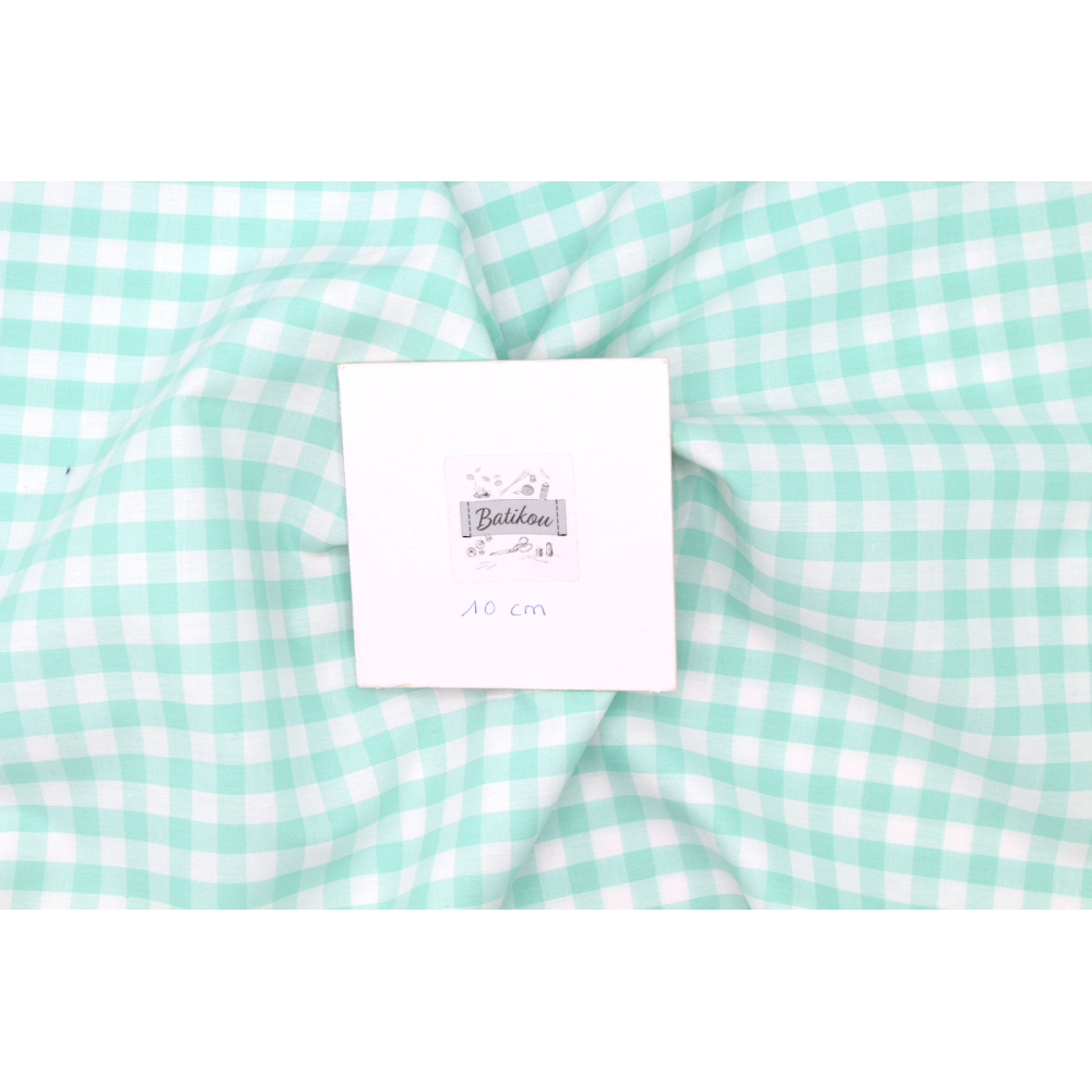 Coton vichy carreaux 10mm jade
