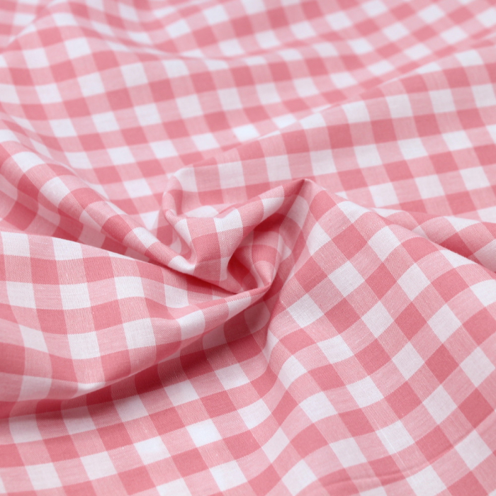 Coton vichy carreaux 10mm rose malabar Qualité Oeko-tex - 1