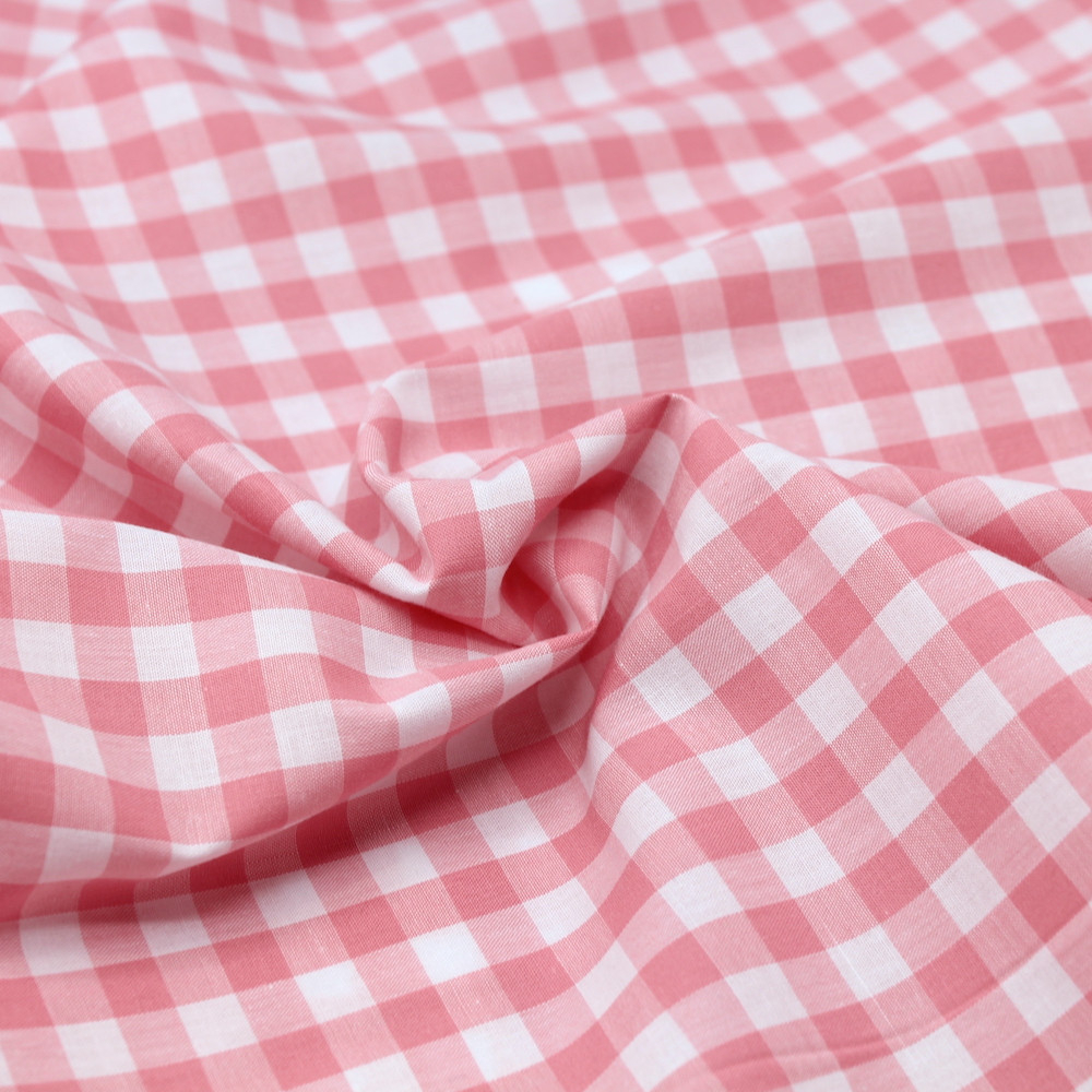 Coton vichy carreaux 10mm rose malabar Qualité Oeko-tex - 1