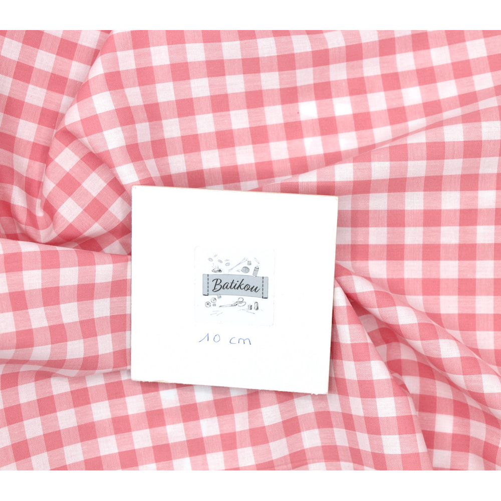 Coton vichy carreaux 10mm rose malabar Qualité Oeko-tex - 2