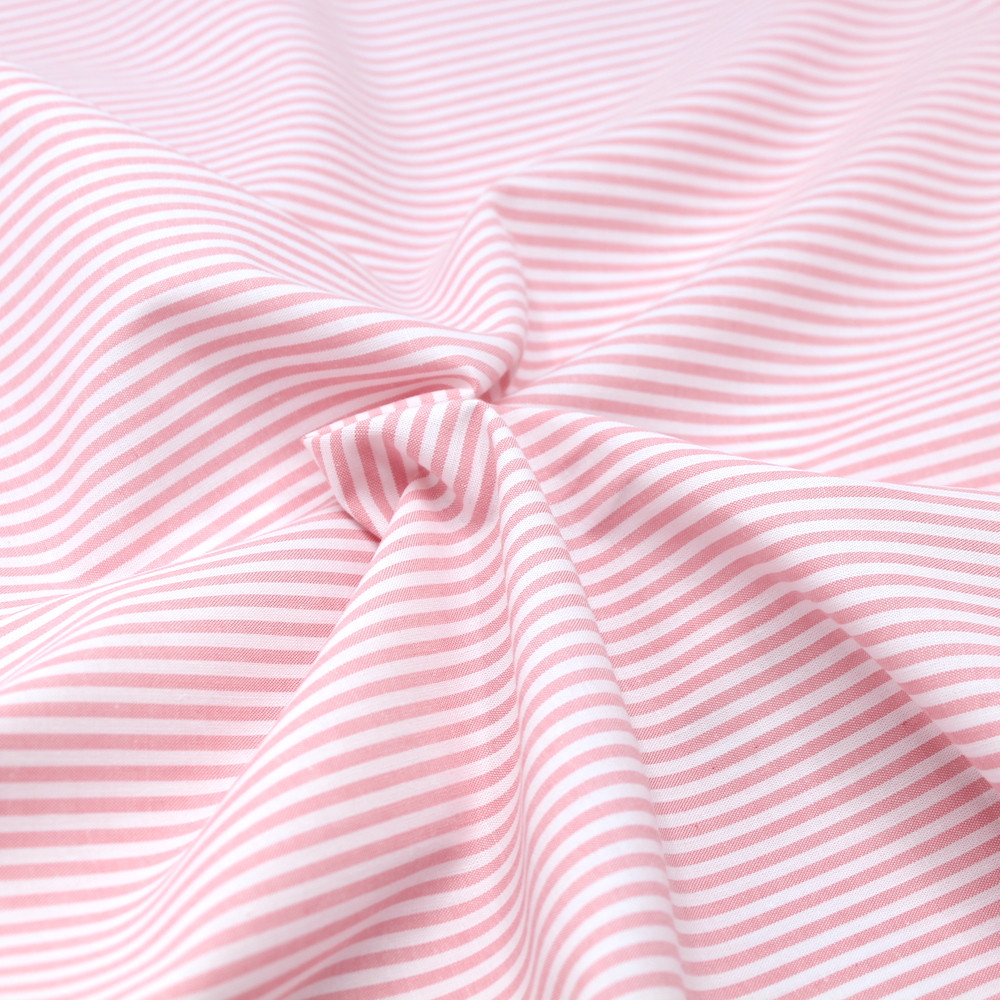 Popeline coton à rayures rose malabar