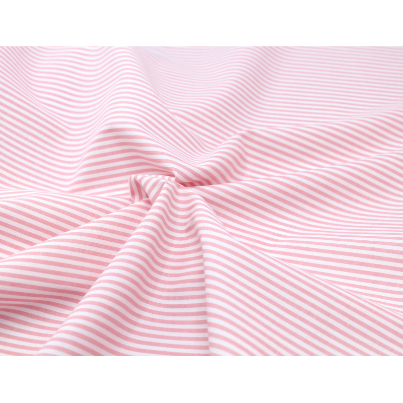 Popeline coton à rayures rose malabar