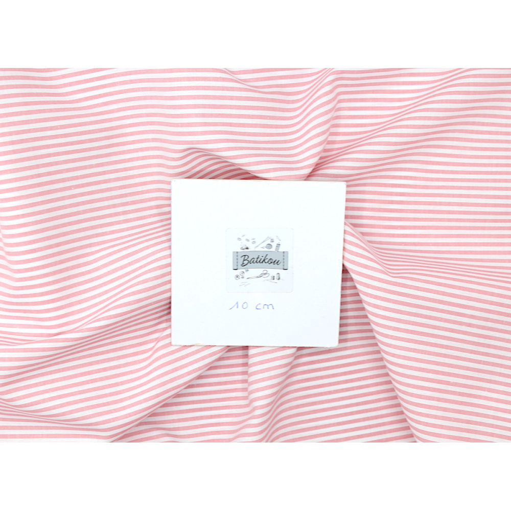 Popeline coton à rayures rose malabar