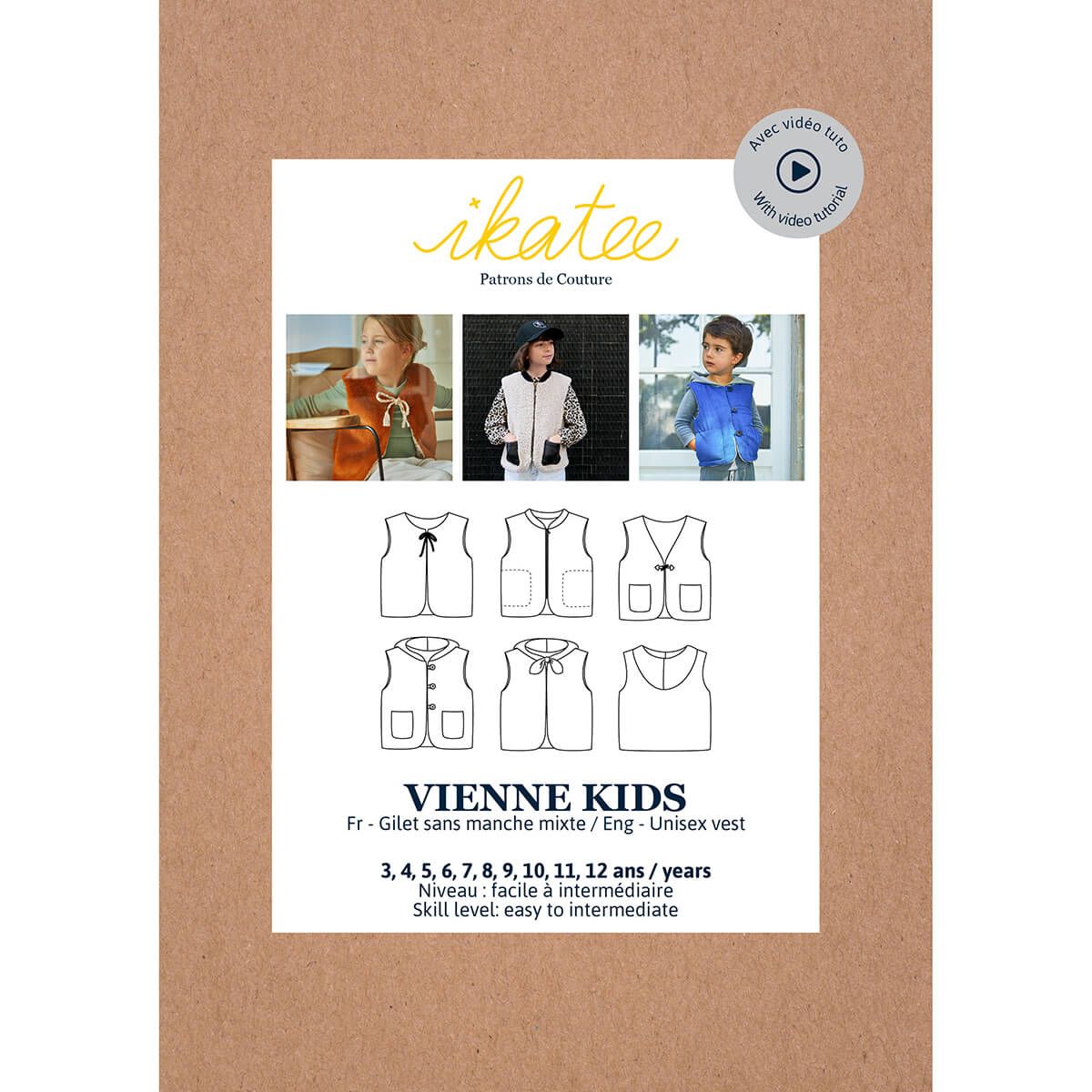 Vienne Kids - Pochette patron Ikatee 3A au 12A Vienne Kids - Pochette patron Ikatee 3A au 12A