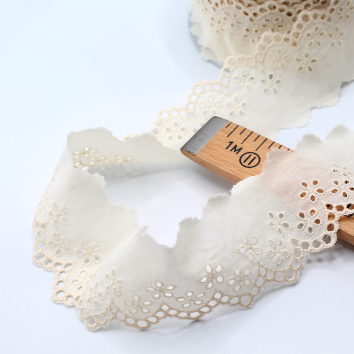 Galon coton broderie anglaise 55mm x 1m écru