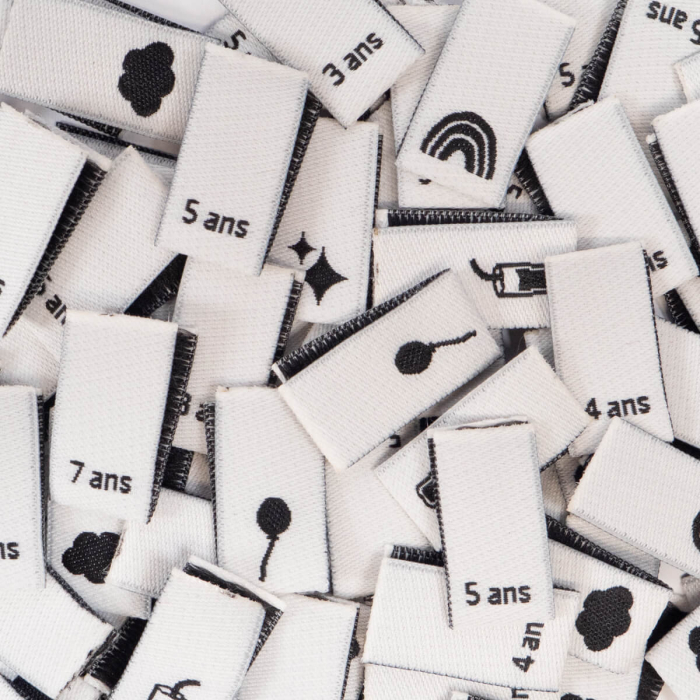 Lot 15 étiquettes tissées ©ikatee Tailles 3A au 7A