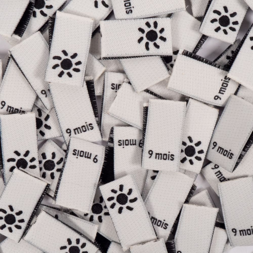 Lot 15 étiquettes tissées ©ikatee Bébé Tailles 3mois au 24mois