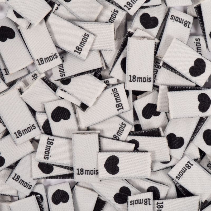 Lot 15 étiquettes tissées ©ikatee Bébé Tailles 3mois au 24mois