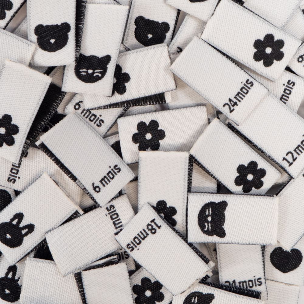 Lot 15 étiquettes tissées ©ikatee Bébé Tailles 3mois au 24mois