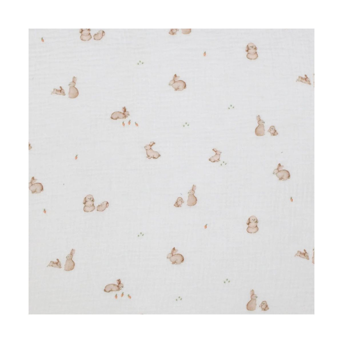 Double gaze de coton fond lait imprimés petits lapins Double gaze de coton fond lait imprimés petits lapins