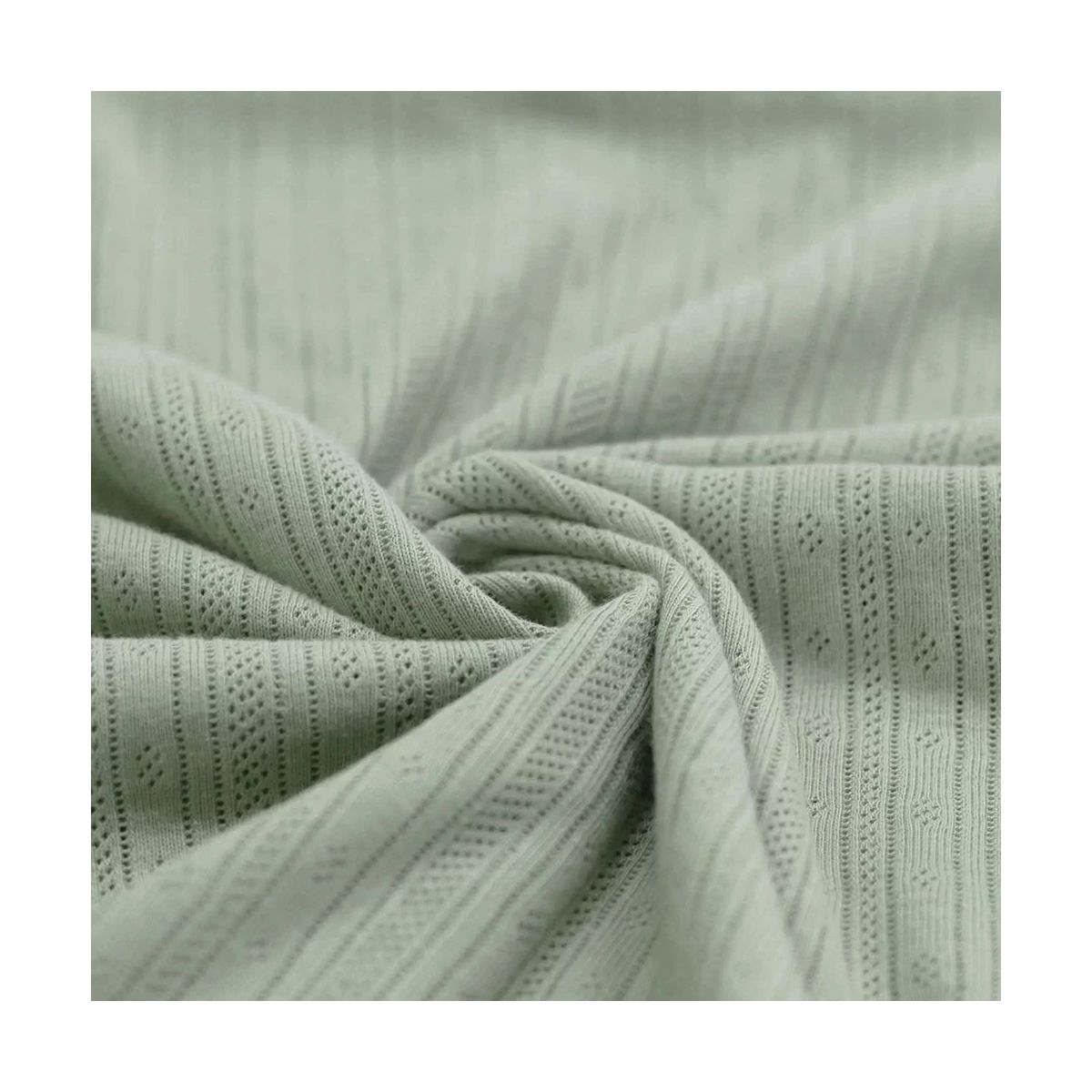 Jersey coton maille pointelle coloris vert sauge Jersey coton maille pointelle coloris vert sauge