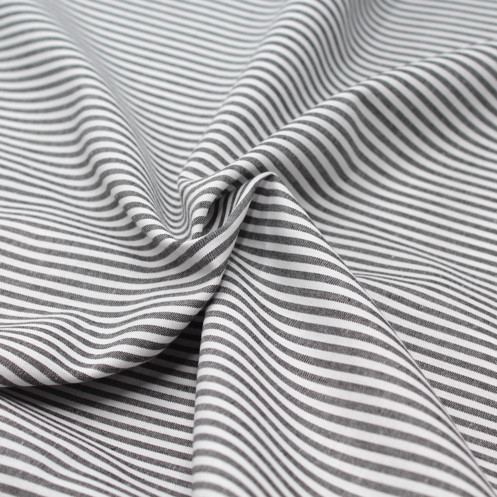 Popeline coton à rayures noir