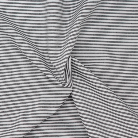 Popeline coton à rayures noir