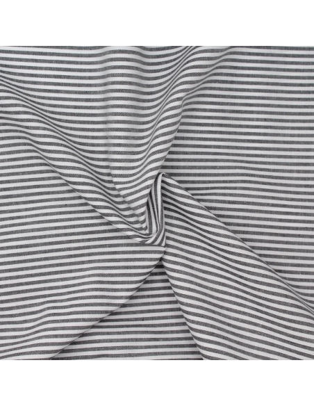 Popeline coton à rayures noir