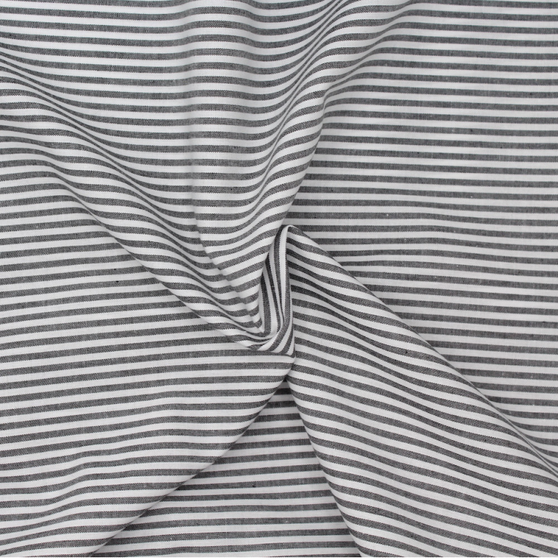 Popeline coton à rayures noir